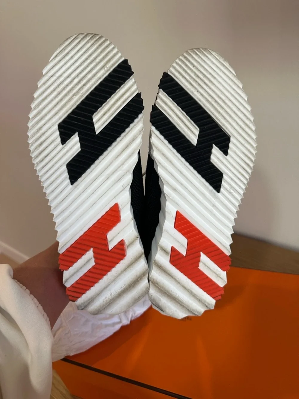 Authentic Hermes Bouncing Sneaker Black, White & Orange Platform - Picture 5 of 15